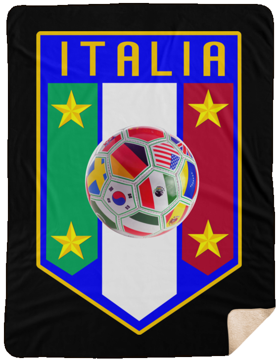 Italia Soccer Black Blanket Sherpa Blanket - 60x80 - Guidogear