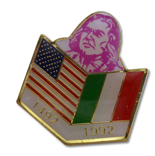 1492 1992 USA Italy Flags Pin - Guidogear