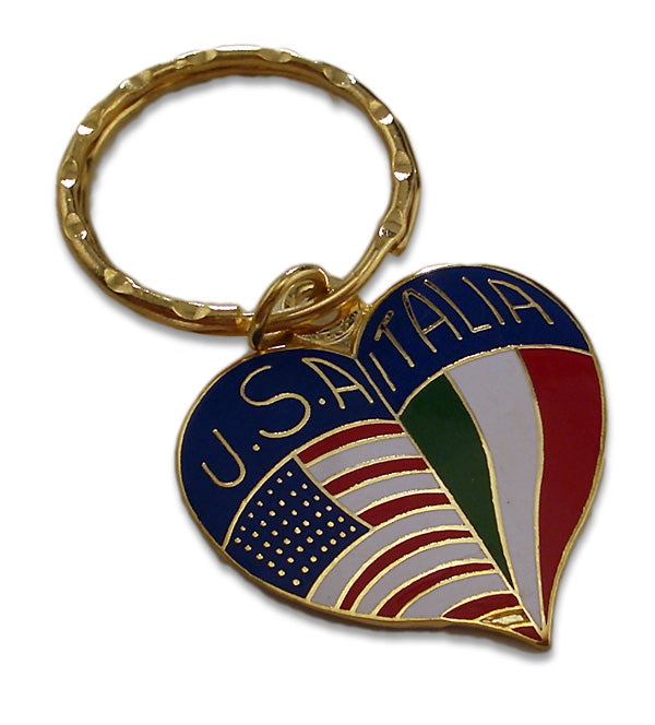 Brass Heart Shape USA & Italy Key Chain - Guidogear