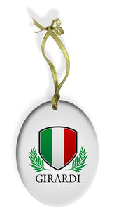 Personalized Italian Shield Holiday Color Glass Christmas Ornament - Guidogear